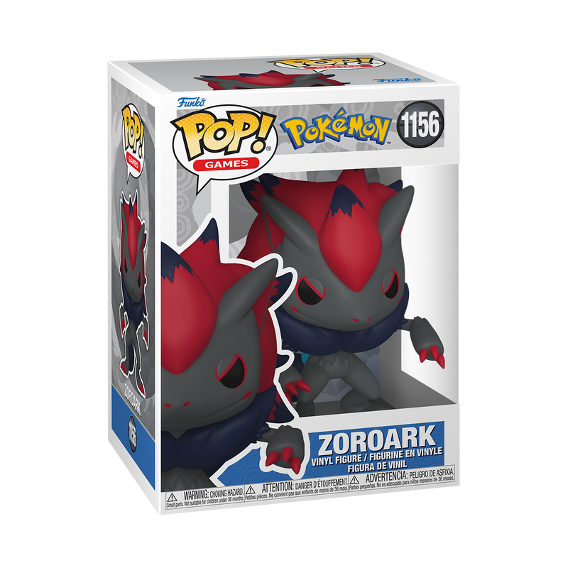 Boxed Funko Pop Zoroark #1156 showing window packaging