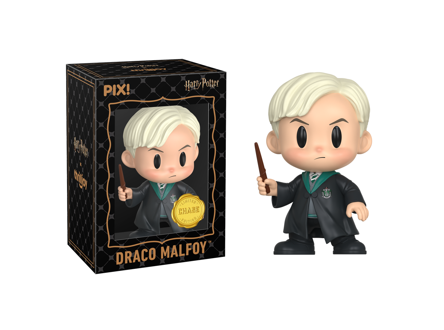 Draco Malfoy figurine from Harry Potter with packaging on a white background