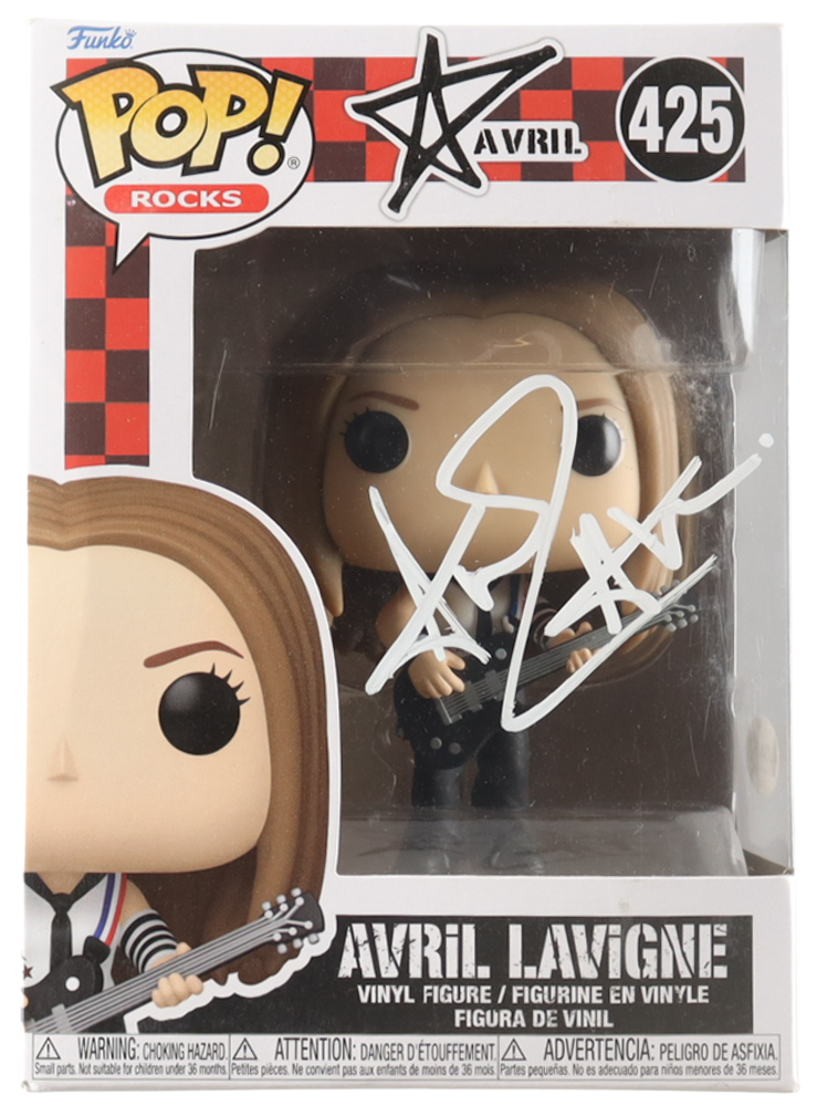Funko Pop! Rocks Avril Lavigne vinyl figure packaging with autograph