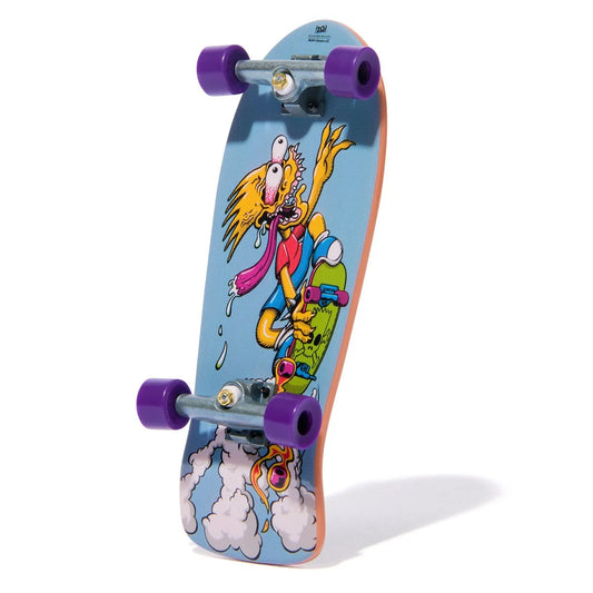 Colorful Tech Dech fingerboard with Bart Simpson design on a white background