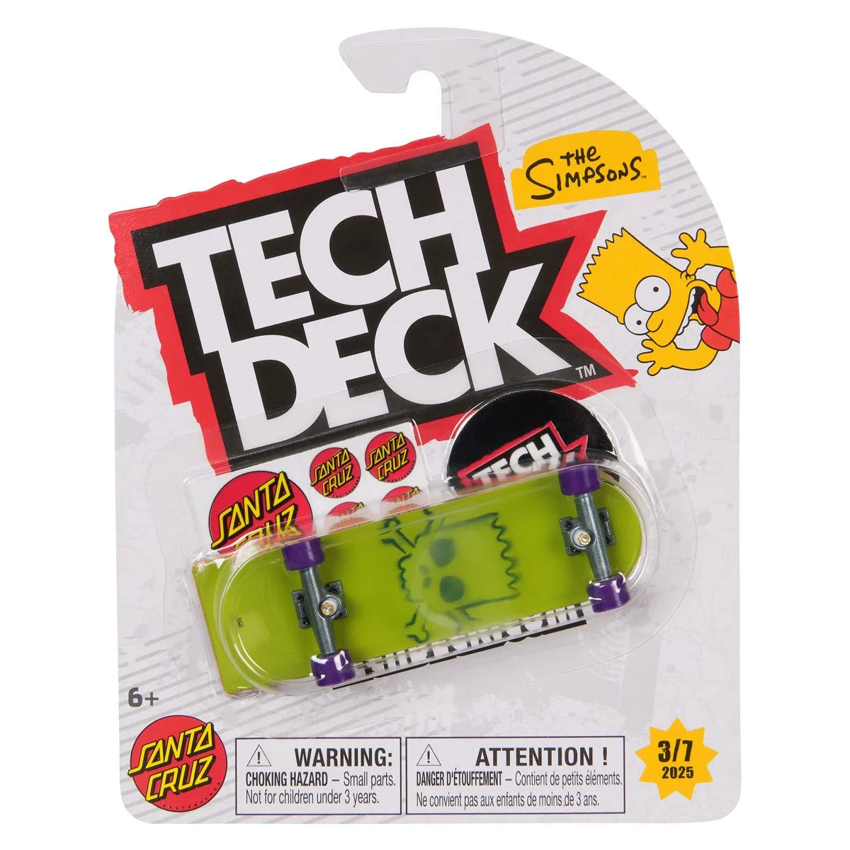 Tech Deck skateboard deck in packaging with Bart Simpson illustration