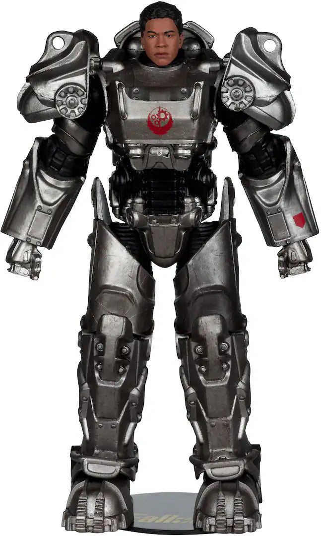 Action figure in a detailed robot costume on a white background