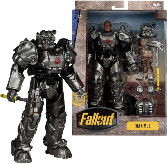 Mechanical figure with 'Fallout' branding next to its packaging