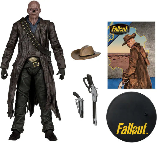 Action figure with accessories and 'Fallout' branding on a white background