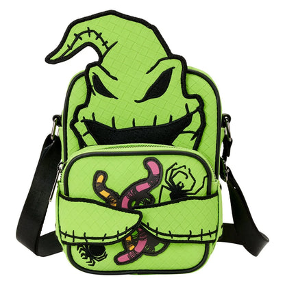 Front view of Nightmare Before Christmas Oogie Boogie glow‑in‑the‑dark crossbody bag