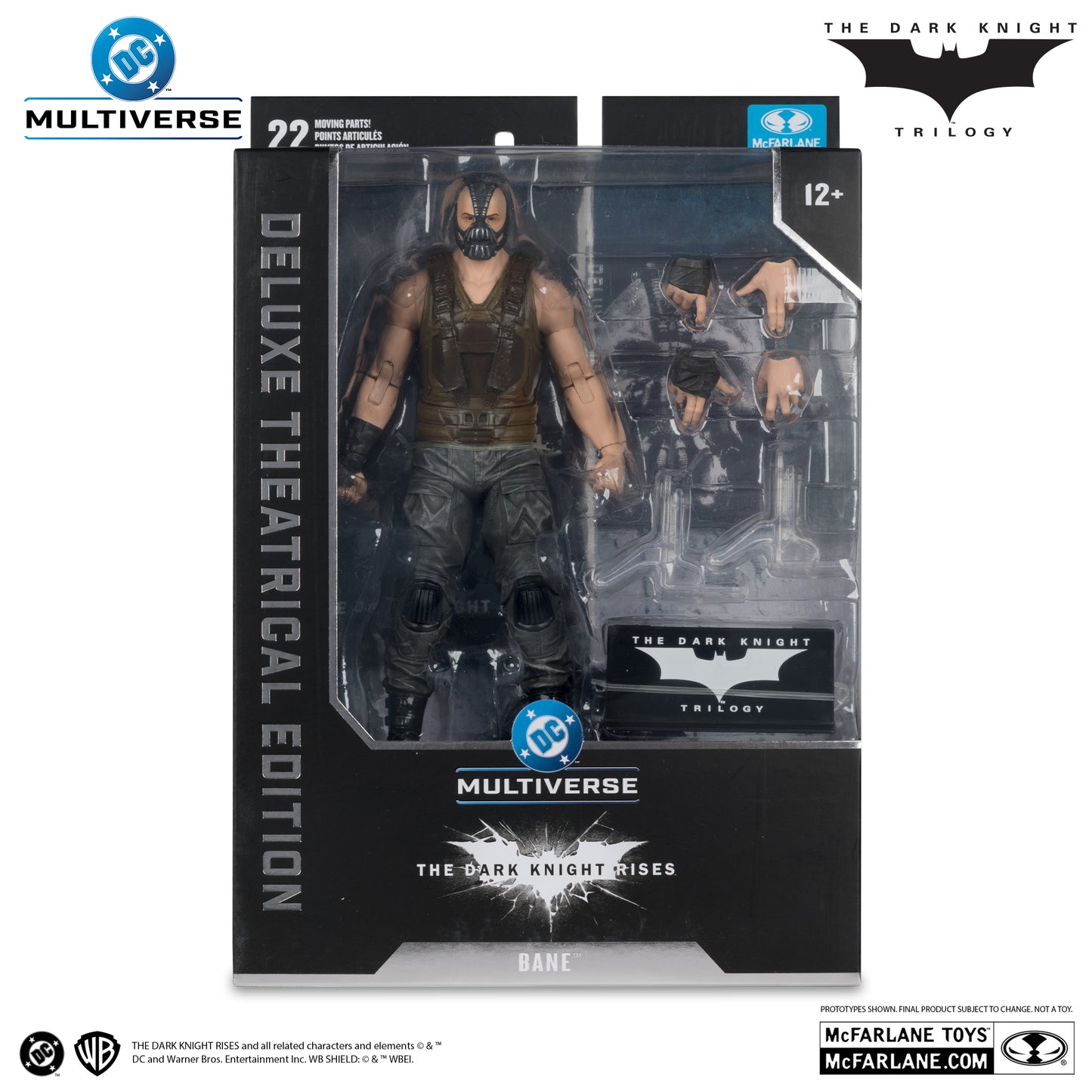 Action figure in packaging with 'Multiverse' and 'The Dark Knight Trilogy' branding.