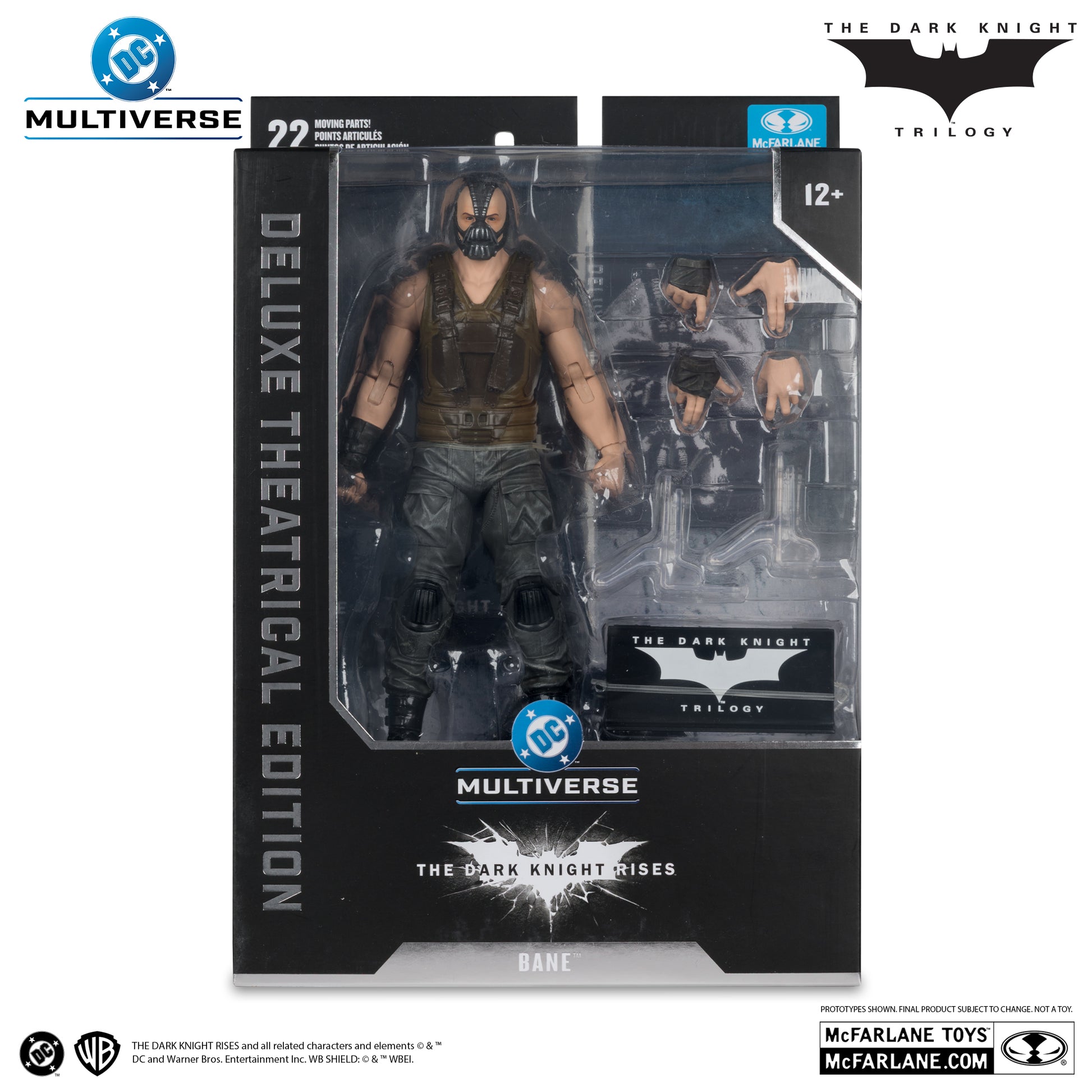 Action figure in packaging with 'Multiverse' and 'The Dark Knight Trilogy' branding.
