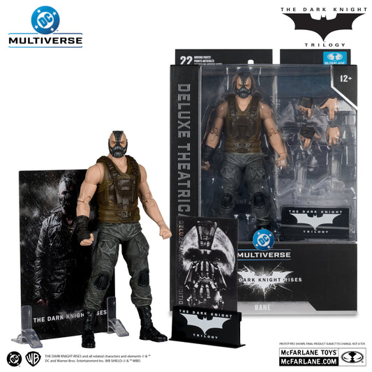 Bane action figure from The Dark Knight Trilogy with packaging and branding elements.