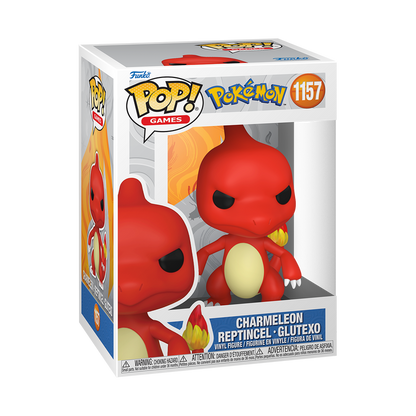 Funko POP Games Pokémon Charmeleon #1157 vinyl figure in box, front view.