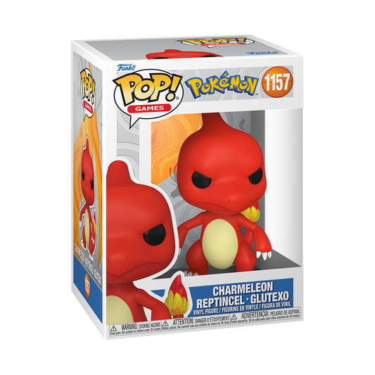 Funko POP Games Pokémon Charmeleon #1157 vinyl figure in box, front view.