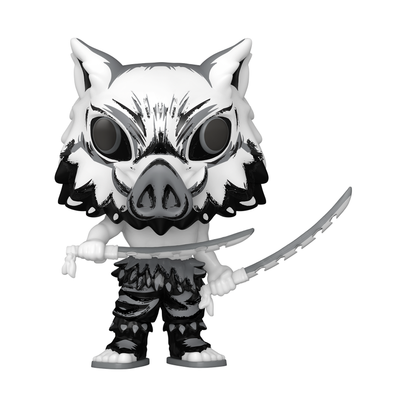 Funko POP! Demon Slayer Inosuke Hashibira Sumi Deco #2193 black and white sumi-ink art style front view with boar mask and dual blades