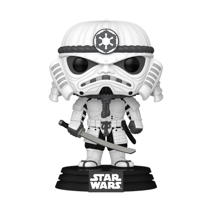Funko POP! Stormtrooper #815 full samurai warrior pose with black and white armor and short sword