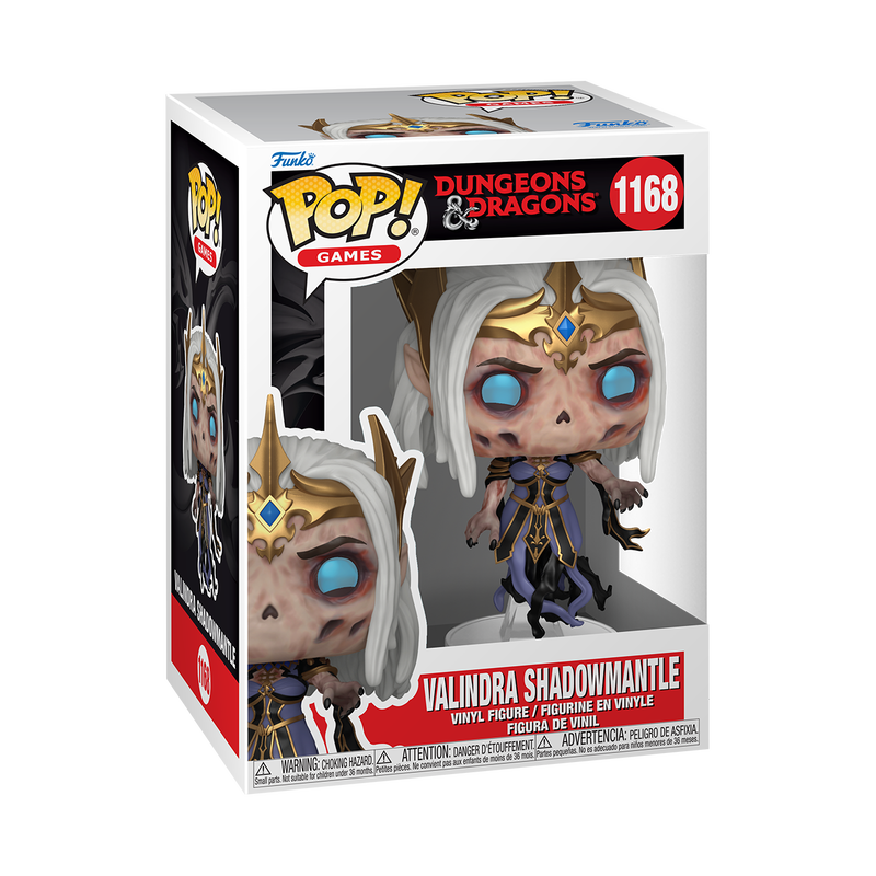 Funko POP Games Dungeons & Dragons Valindra Shadowmantle #1168 vinyl figure in box, front view