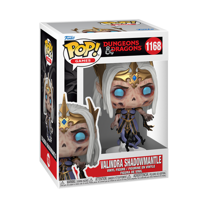 Funko POP Games Dungeons & Dragons Valindra Shadowmantle #1168 vinyl figure in box, front view
