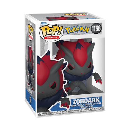 Boxed Funko Pop Zoroark #1156 showing window packaging