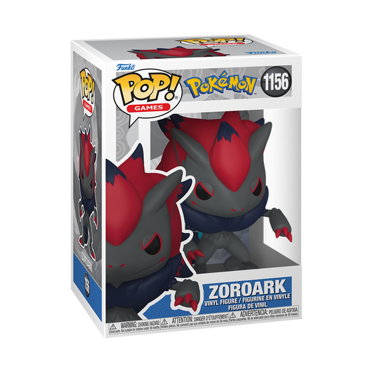 Boxed Funko Pop Zoroark #1156 showing window packaging
