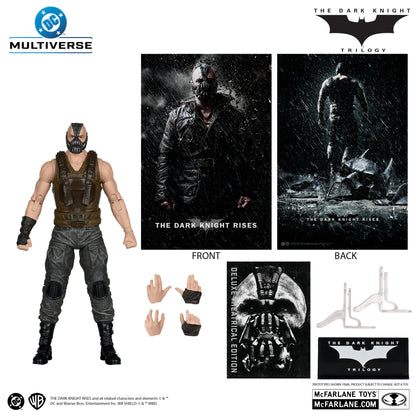 Action figure of Bane from 'The Dark Knight Rises' with packaging and multiverse branding.