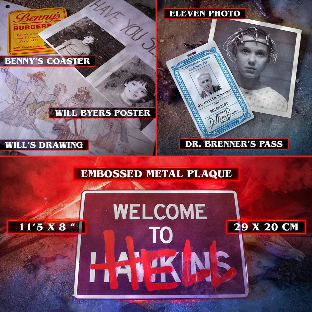 Collection of items with text labels on a collage background