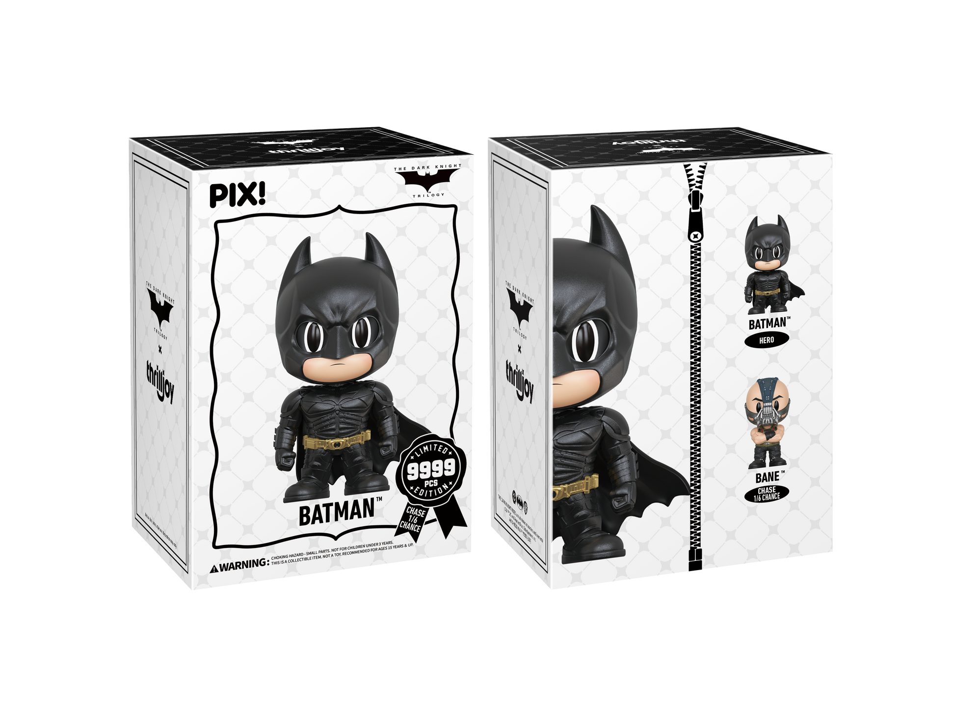 Two boxes of a Batman figurine with a white background