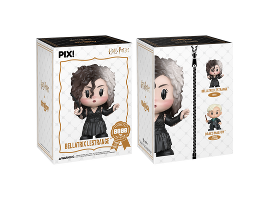 Thrilljoy figurine boxes featuring Bellatrix Lestrange from Harry Potter on a white background.