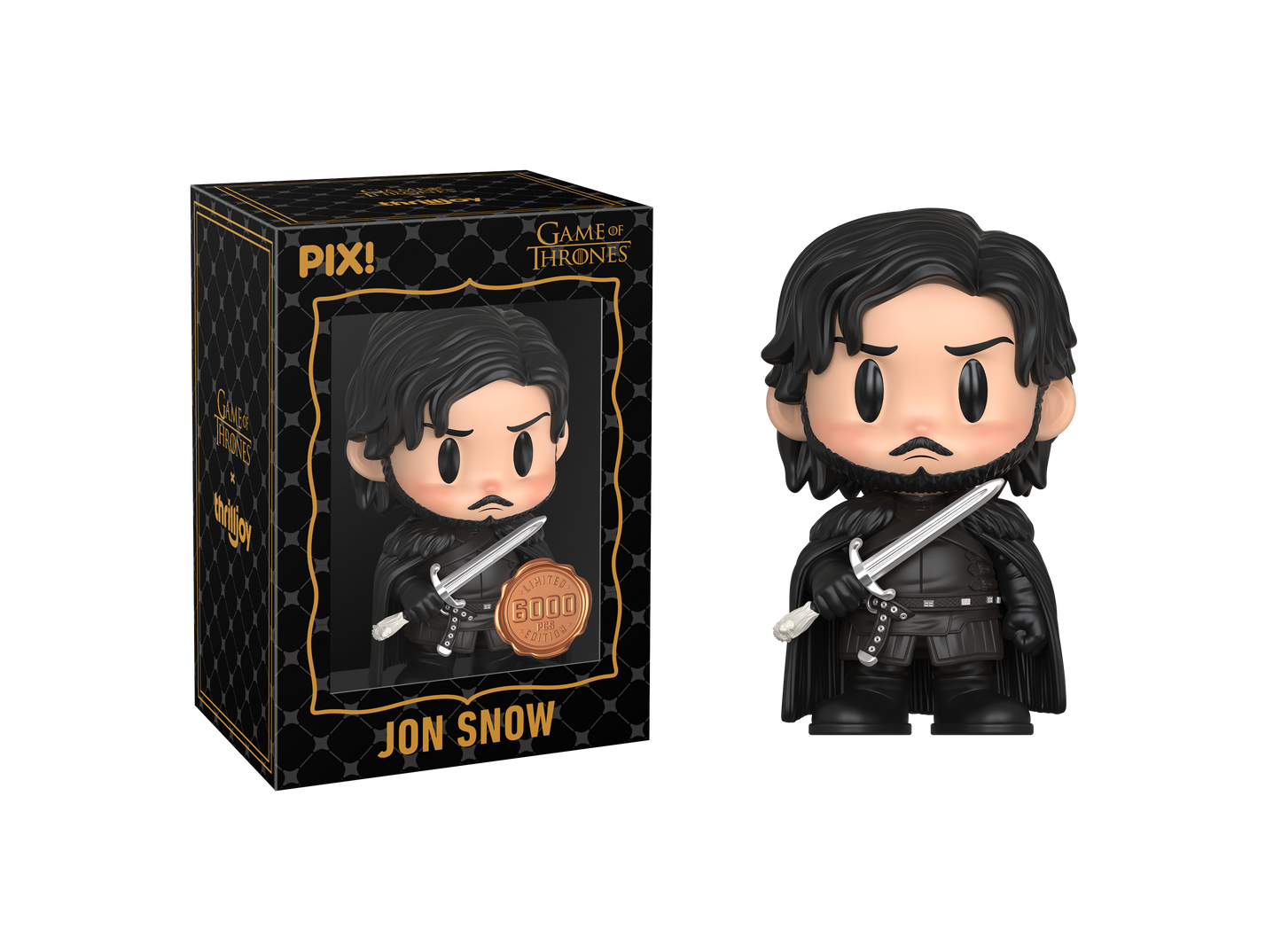 Funko Pop! Jon Snow figure from Game of Thrones with packaging on a white background