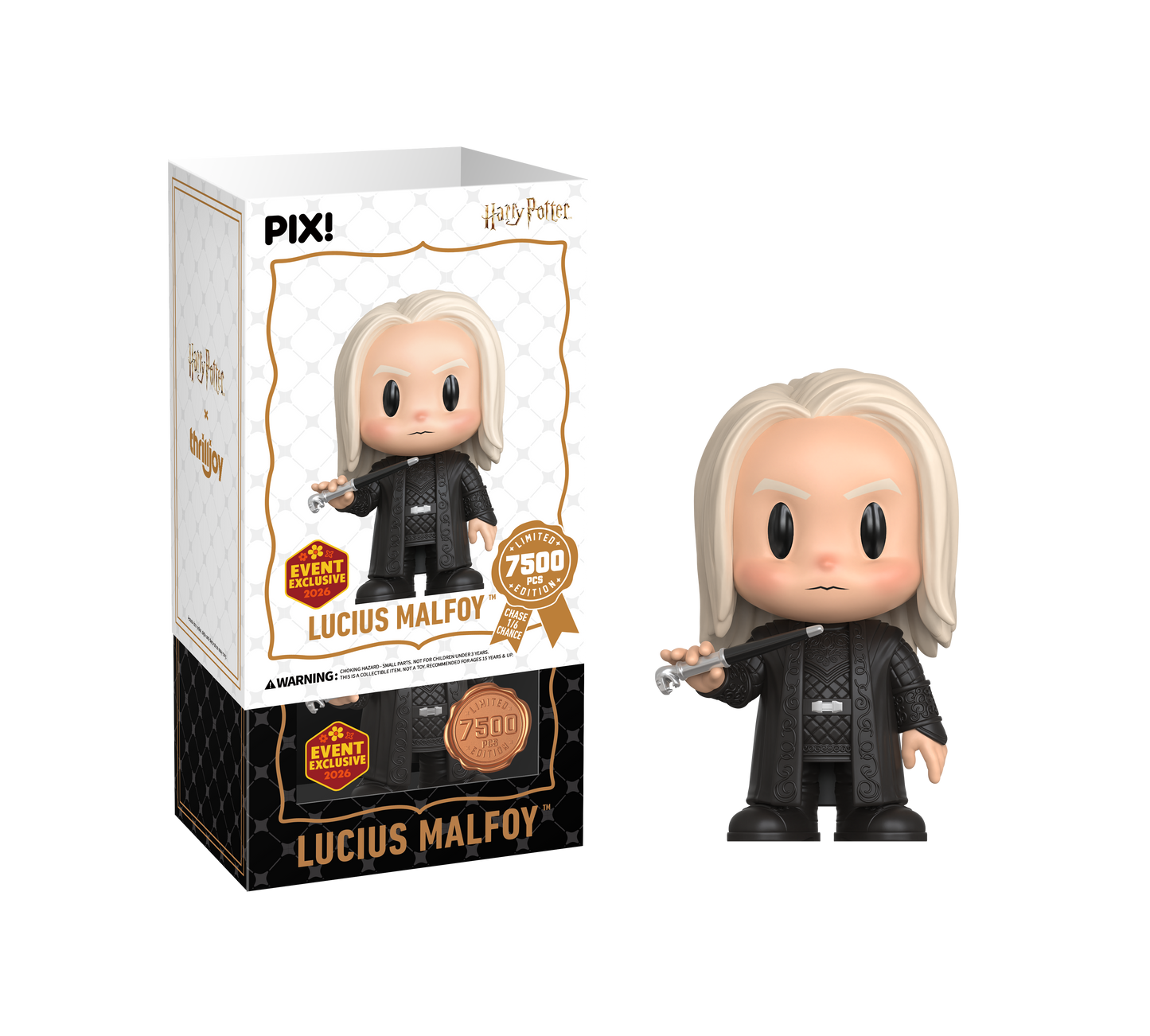 Lucius Malfoy figurine with packaging on a white background