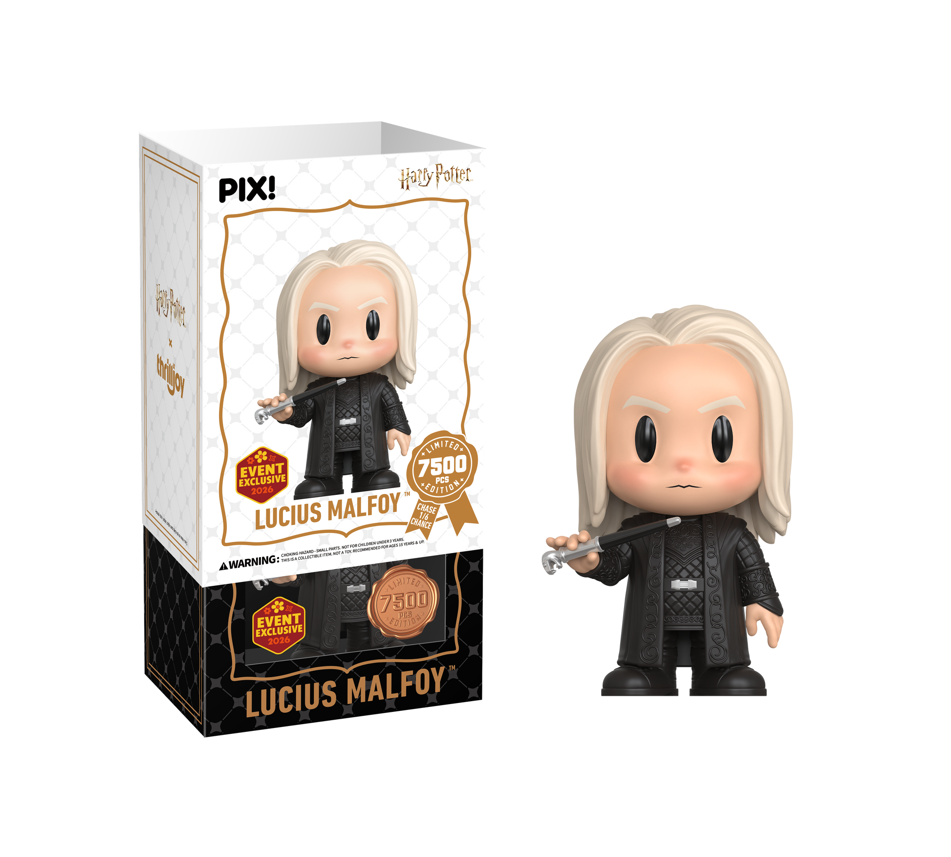 Lucius Malfoy figurine with packaging on a white background