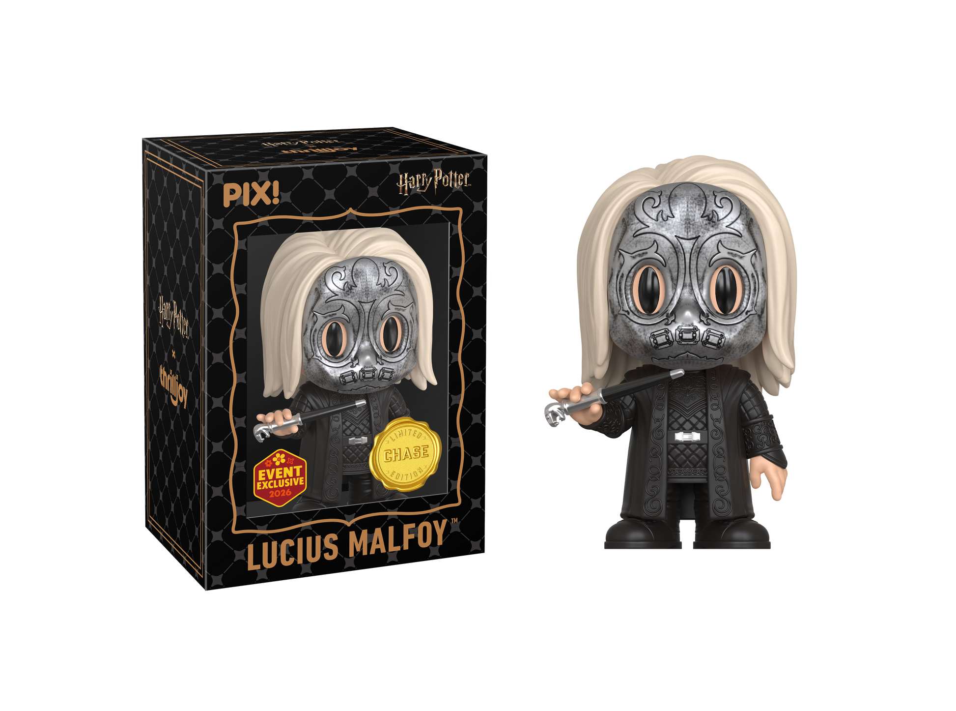 Lucius Malfoy figurine with packaging on a white background