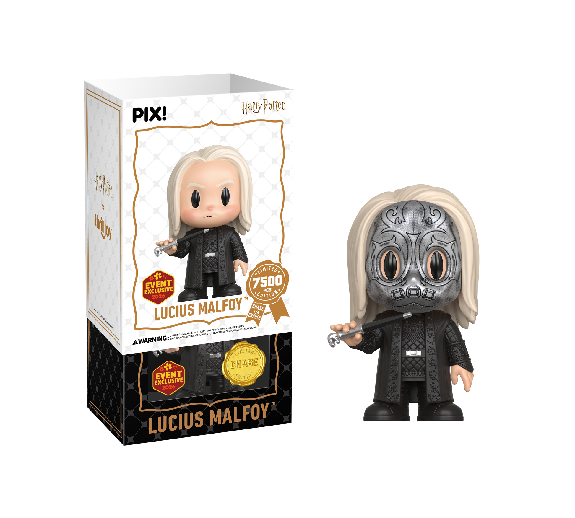 Lucius Malfoy figurine with packaging on a white background