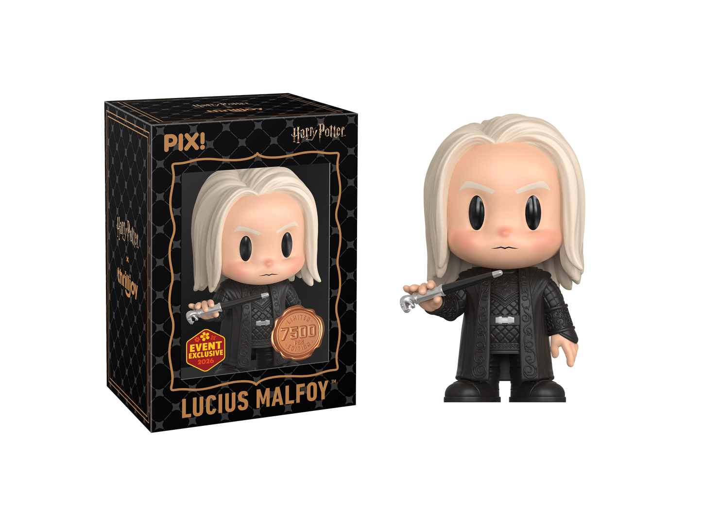 Lucius Malfoy figurine with packaging on a white background