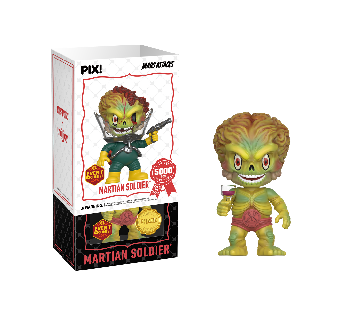 Pix! Martian Soldier figure with packaging on a white background