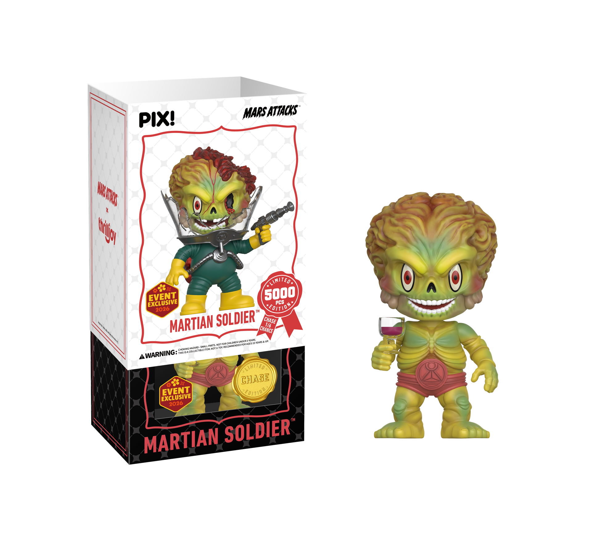 Pix! Martian Soldier figure with packaging on a white background