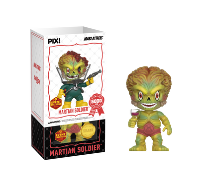 Pix! Martian Soldier figure with packaging on a white background