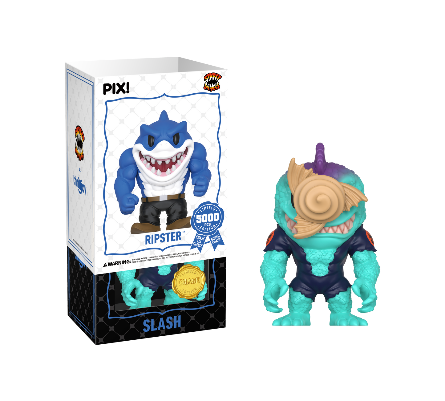 Toy figure of a character named 'Slash' next to its packaging