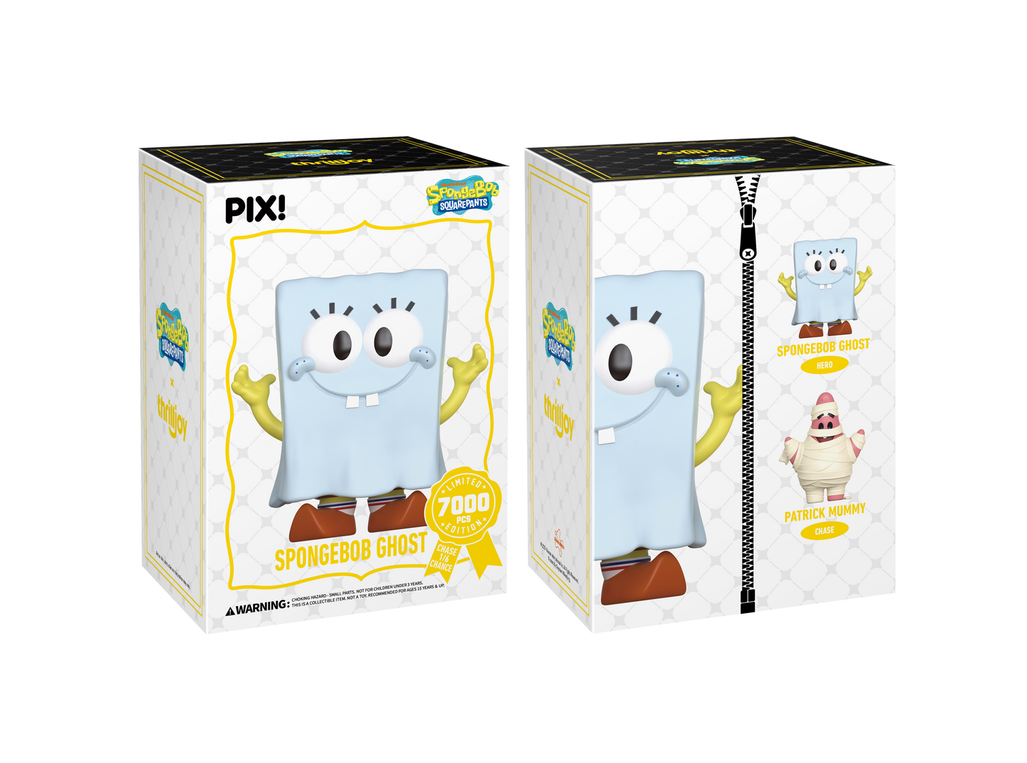 Two boxes of a SpongeBob Ghost figure with a white background