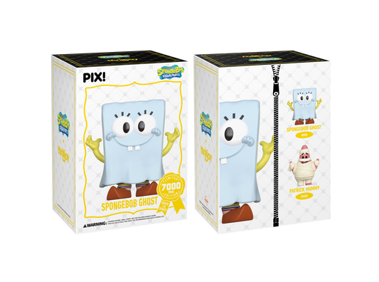 Two boxes of a SpongeBob Ghost figure with a white background