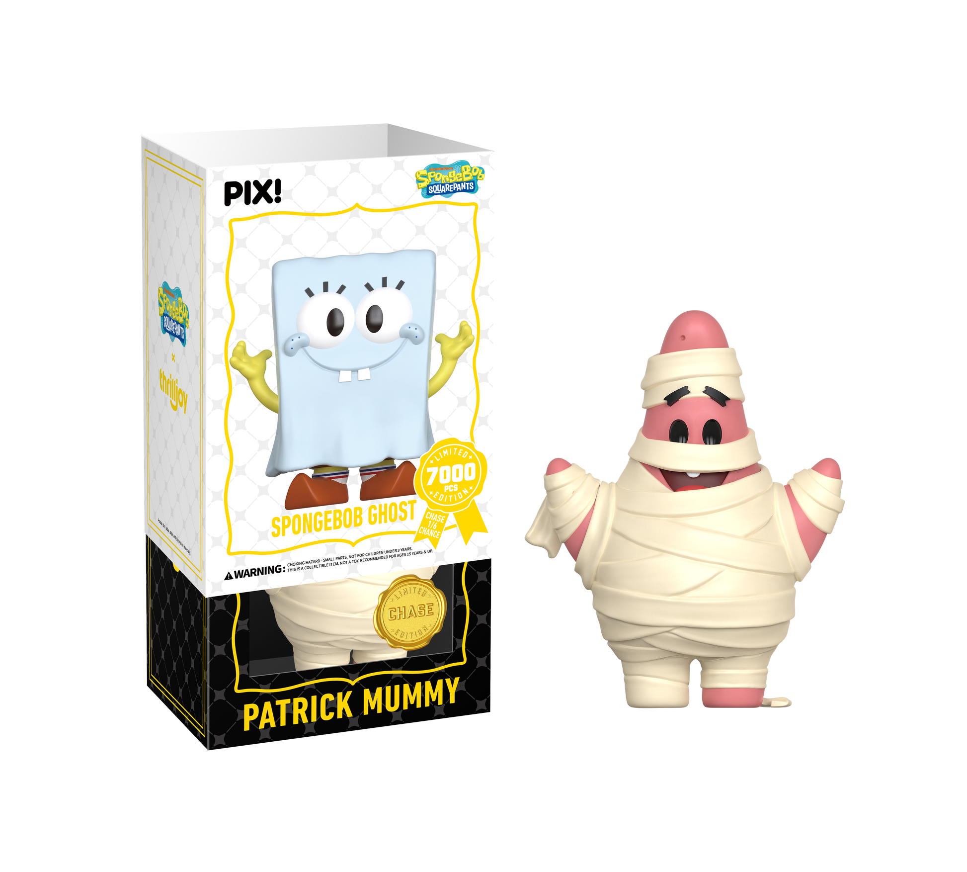 Patrick Mummy toy figure with packaging on a white background