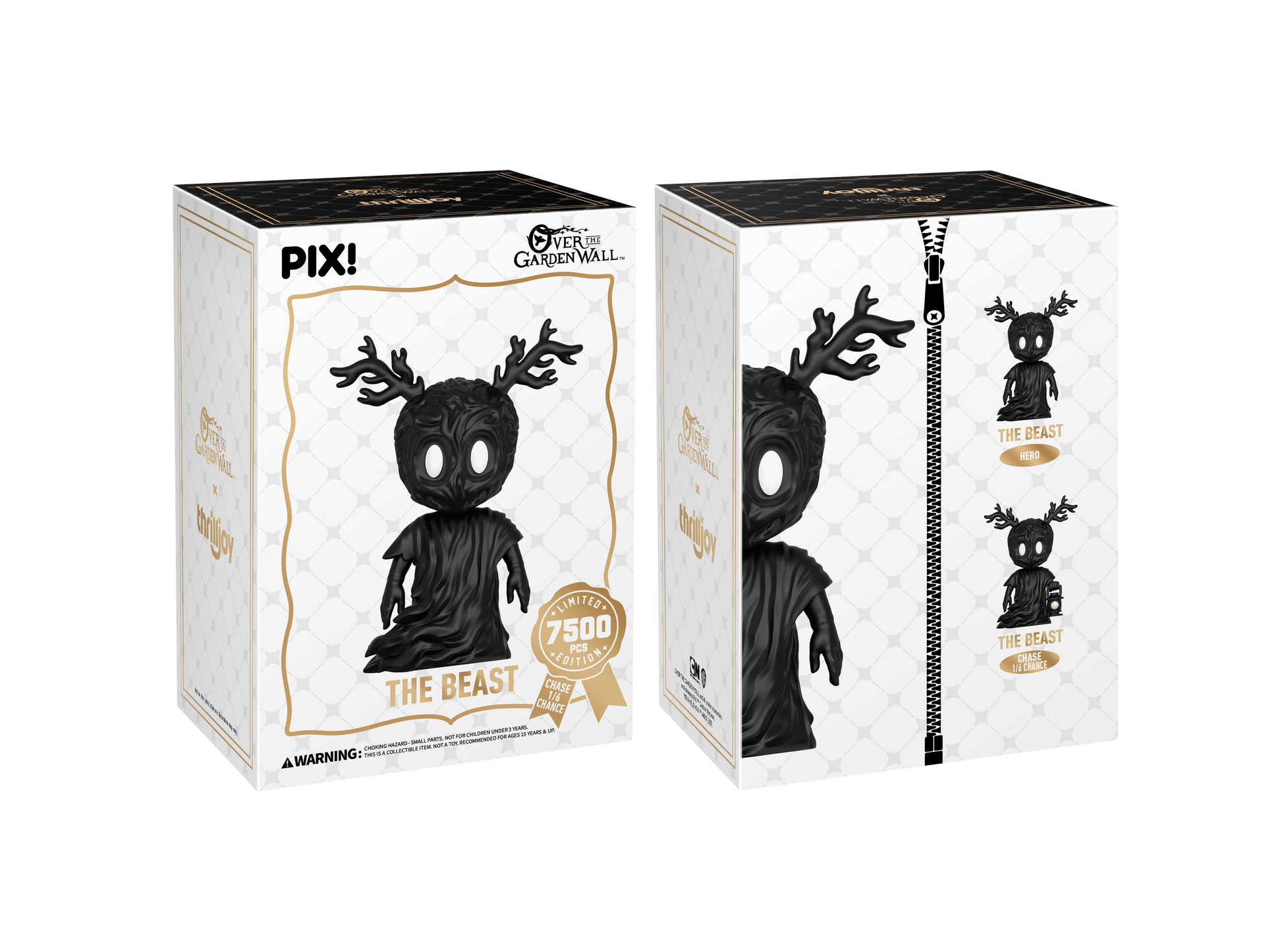 Pixi The Beast figurine packaging with white and black design