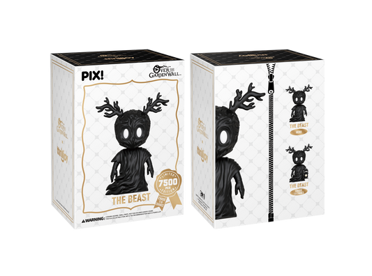 Pixi The Beast figurine packaging with white and black design