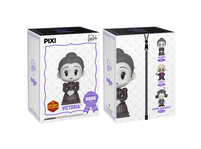 Two boxes of a collectible figure Victoria from Corpse Bridewith 'Pix' branding on a white background