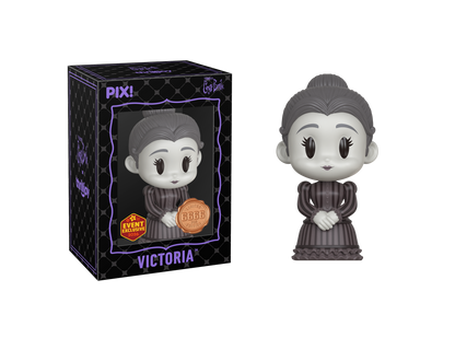 Thrilljoy vinyl figure of a character named Victoria in a box with 'Pix!' branding.